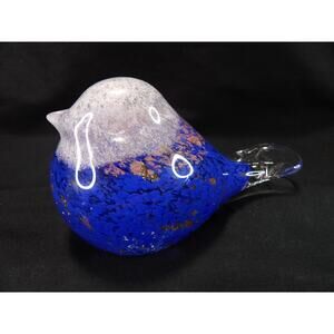 Bird Glass Paperweight Copper & Cobalt Blue